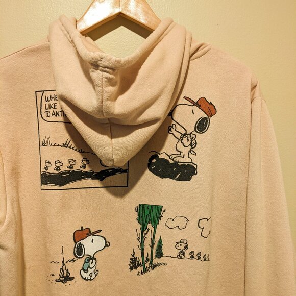 Peanuts Snoopy Beige Tan Graphic Hoodie Men Large - Picture 10 of 12